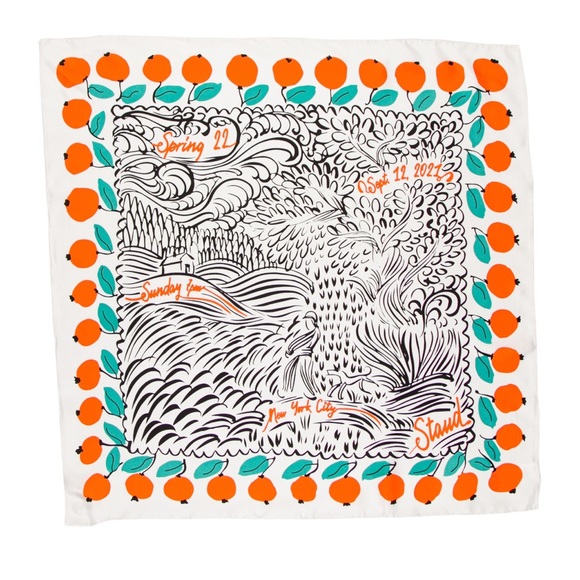 STAUD Accessories - STAUD silk orange print scarf